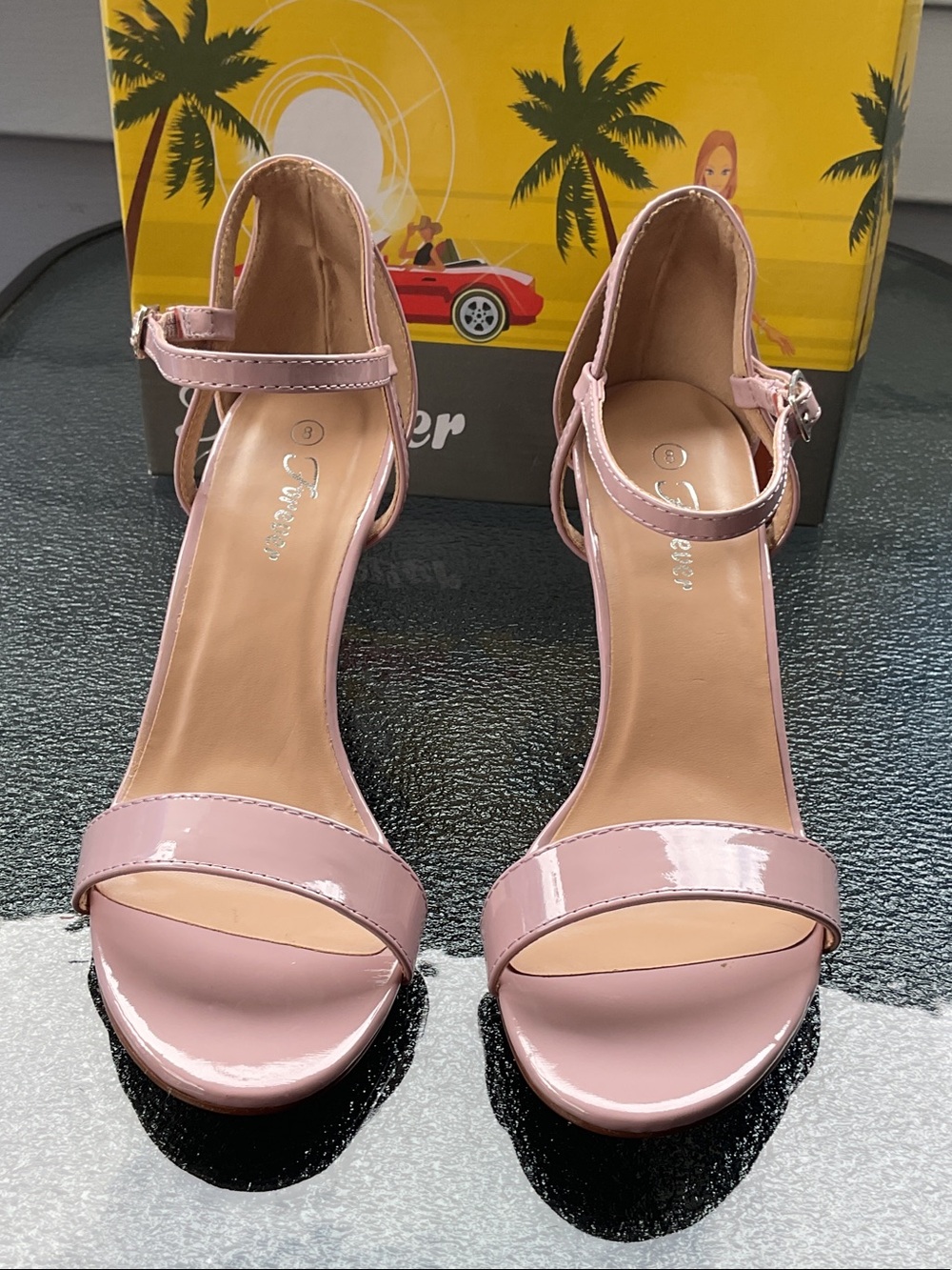 Forever New Pink Patent Ankle-Strap Heels